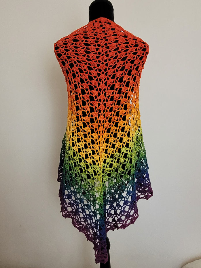 Rainbow crochet shawl