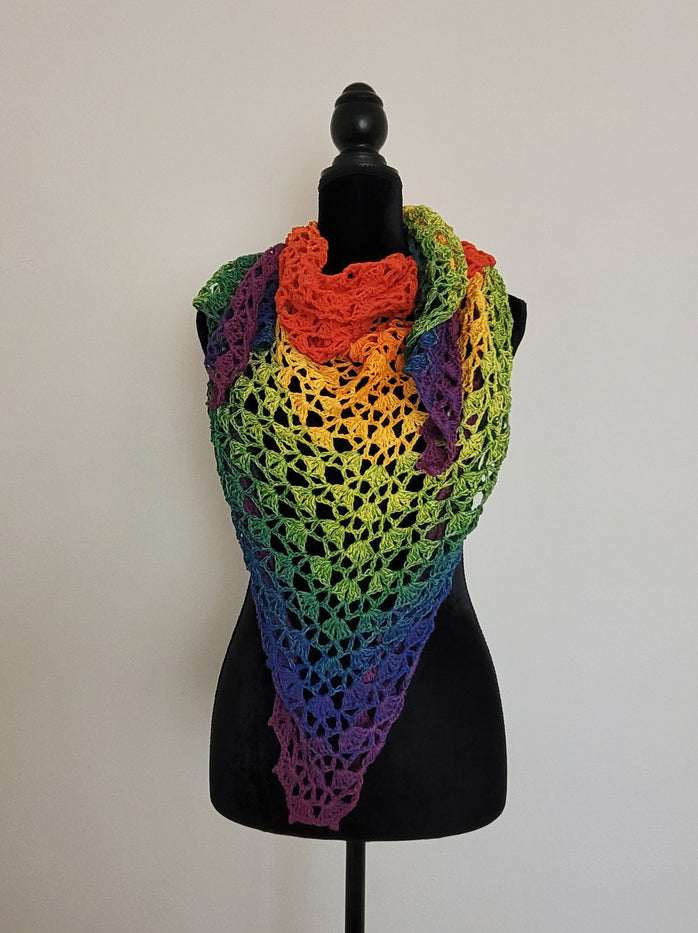 Rainbow crochet shawl