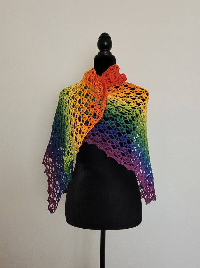 Rainbow crochet shawl