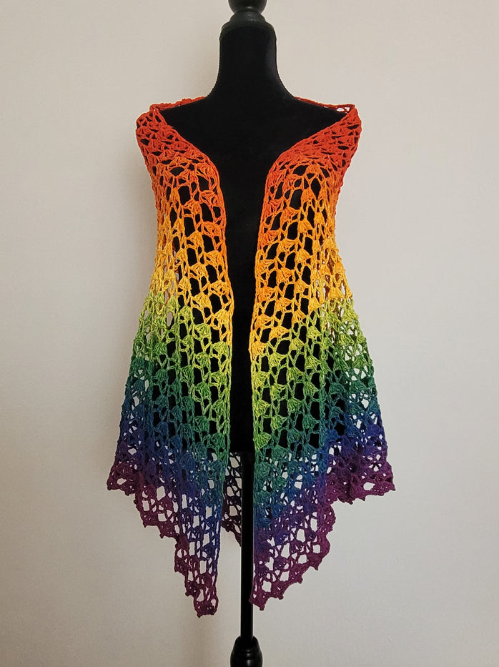 Rainbow crochet shawl