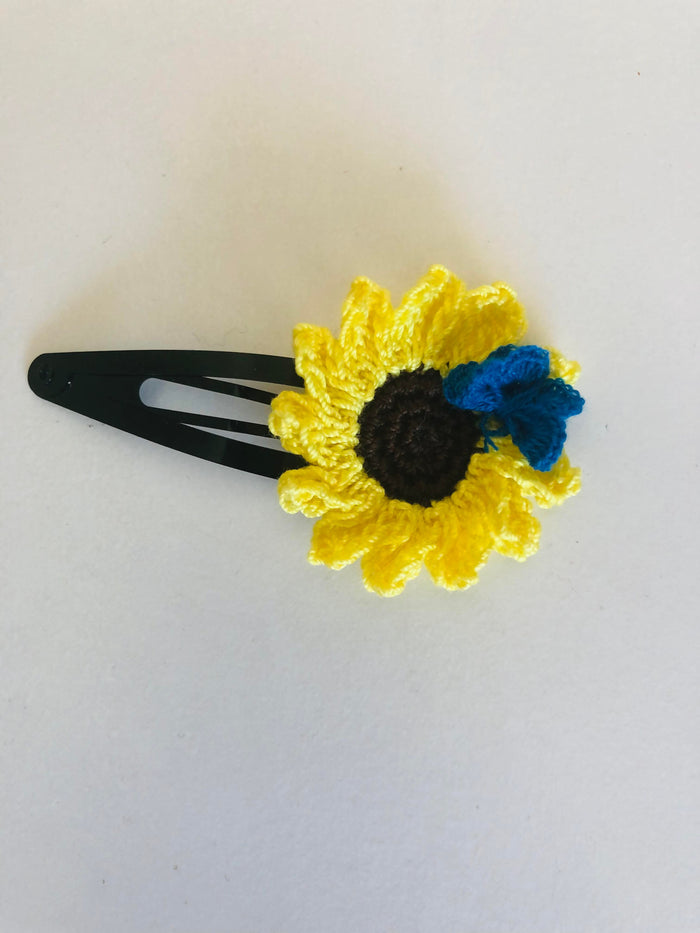 Sun flower butterfly hair pin