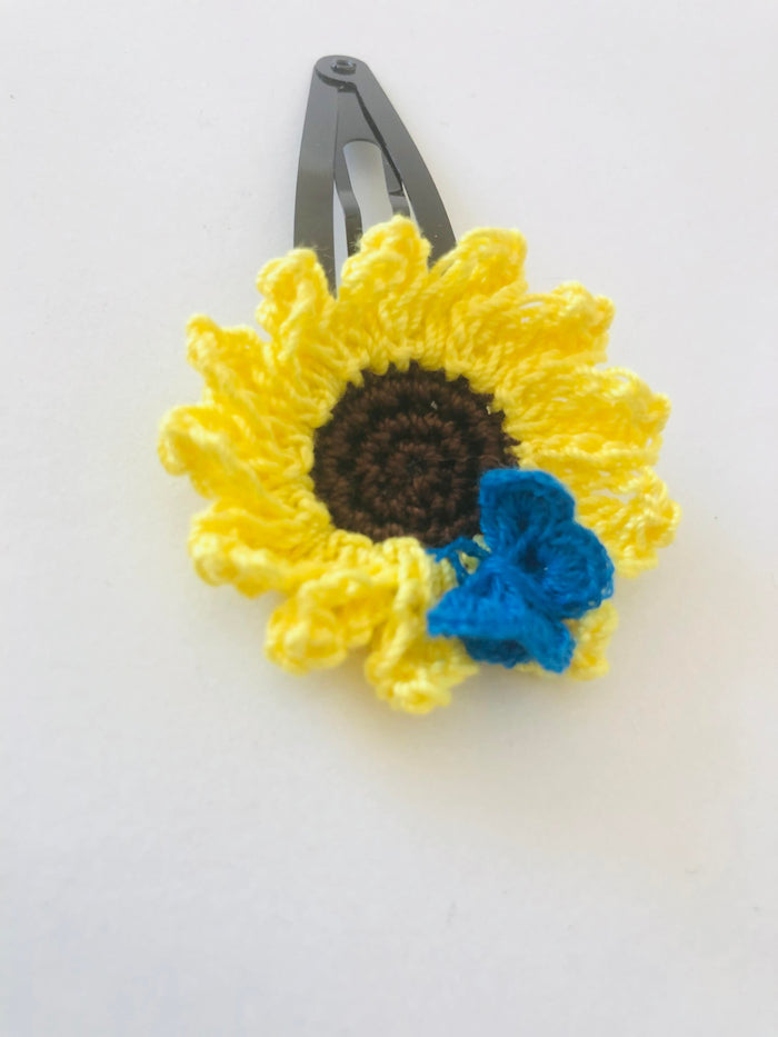 Sun flower butterfly hair pin