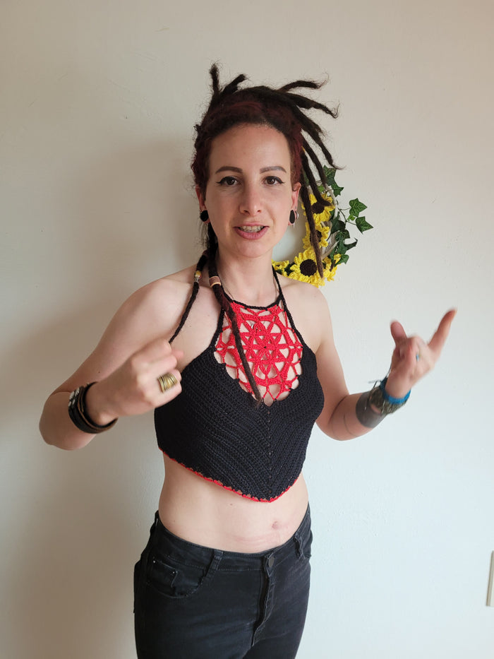 Goth Flower of Life crochet top