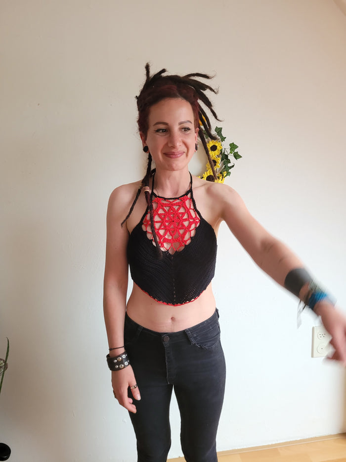 Goth Flower of Life crochet top