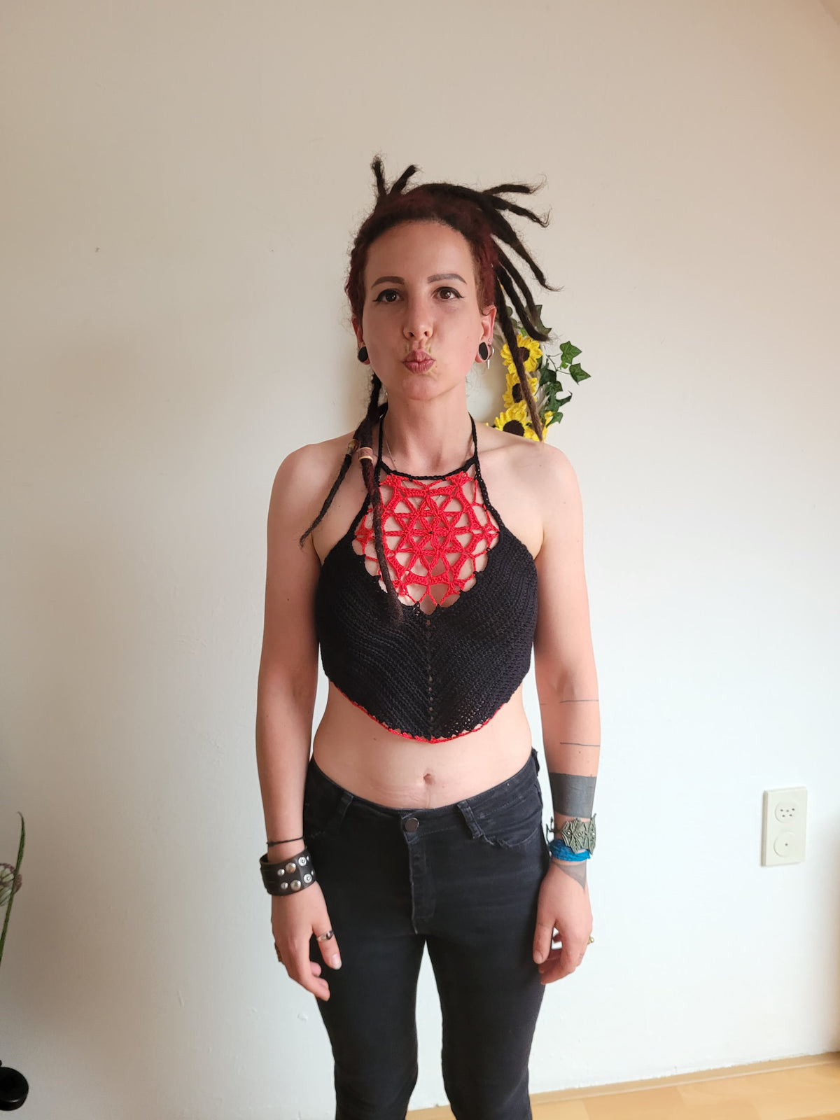 Goth Flower of Life crochet top